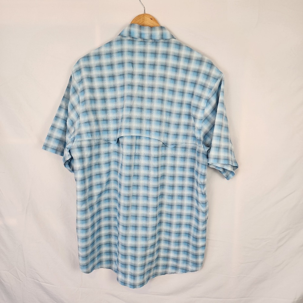 Simms Cor3 Vented Snap‎ Close Short Sleeve Blue Plaid Shirt Men's Size Large - Picture 2 of 6